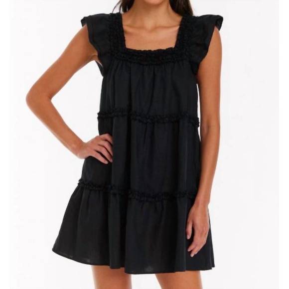 NEW ALLISON NEW YORK faye flutter sleeves mini dress in black